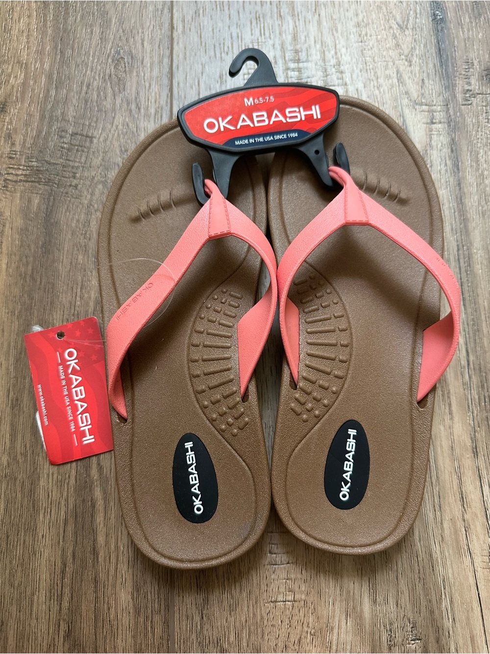NWT! Okabashi Women's Flip Flops, Arch Support, Vacation, Washable, M 6.5-7.5